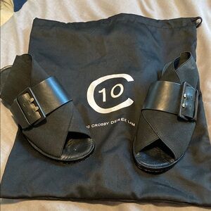 👞10 Crosby Derek Lam Black Sandals